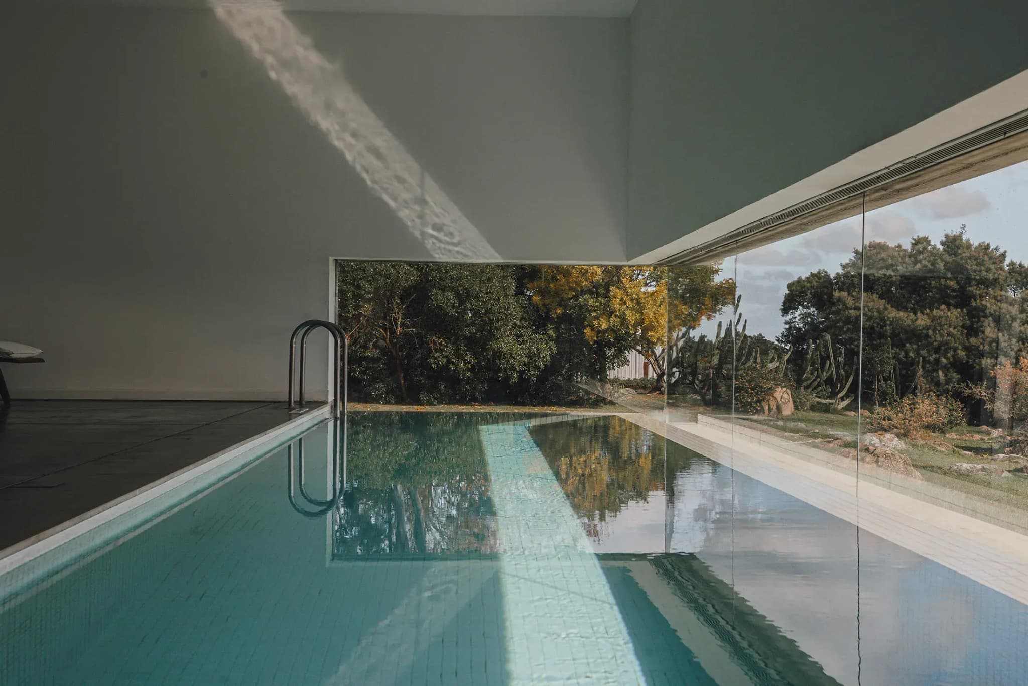 Fasano Spa heated indoor pool with panoramic countryside views